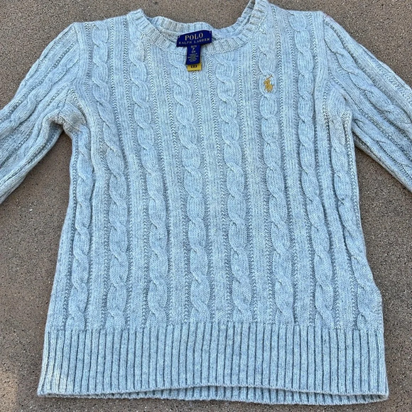 Polo Ralph Lauren girls cable knit sweater gray size 7 small - Picture 4 of 5